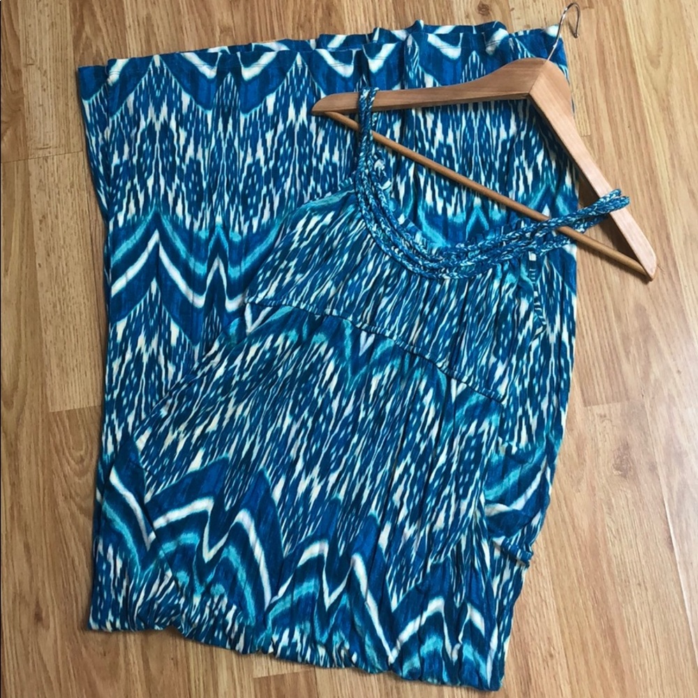 Teal Print Maxi Dress Large